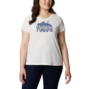 Columbia Solar Shield Graphic Plus Size, Camiseta Blancos Para Mujer | 789214-EBL